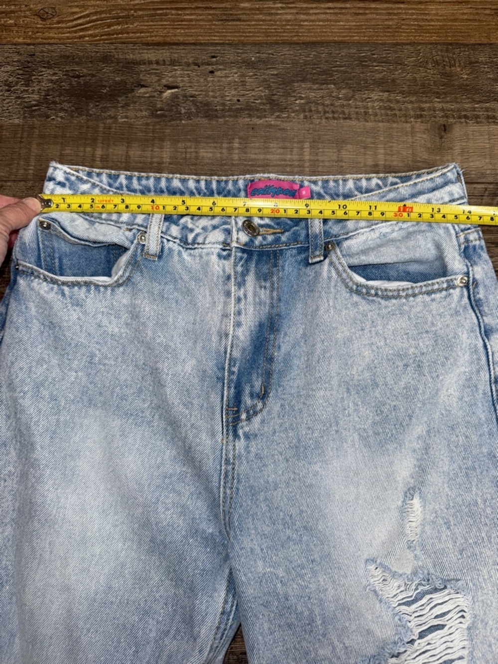 Edikted Distressed Wide Leg Jeans Light Wash High Rise Baggy Y2K Grunge M - Picture 6 of 8